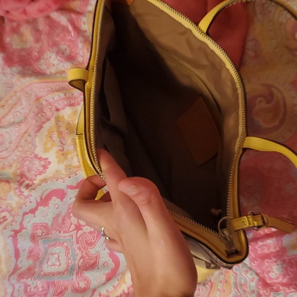 Brown and Yellow Coach Handbag - Picture 4 of 8